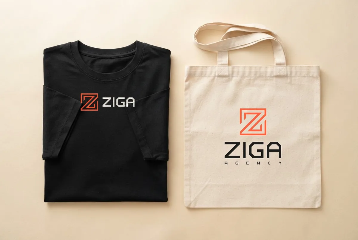 Camiseta e ecobag com a marca Ziga