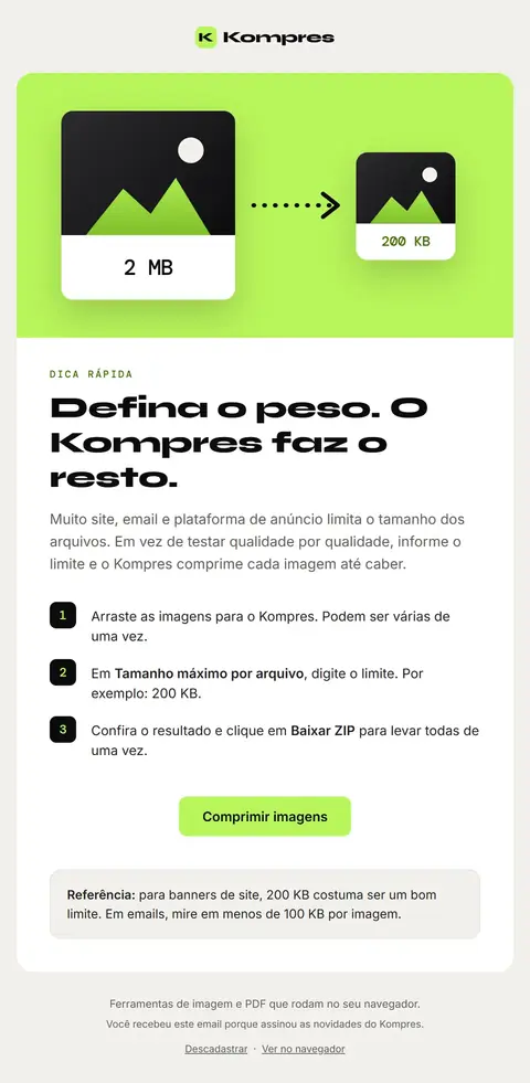 E-mail Kompres: Dica: imagens no peso exato que você precisa