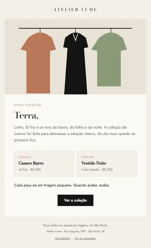 E-mail Atelier Lume: Outono no Atelier Lume: a coleção Terra chegou