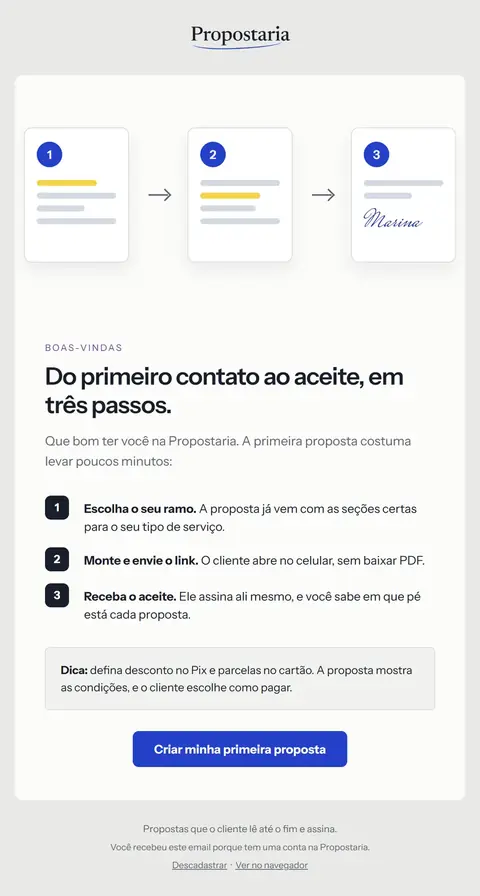 E-mail Propostaria: Sua primeira proposta pode sair hoje