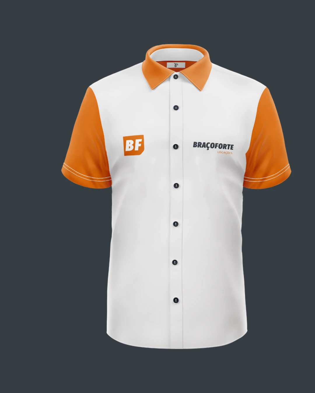 Camisas sociais branca e grafite com mangas laranja