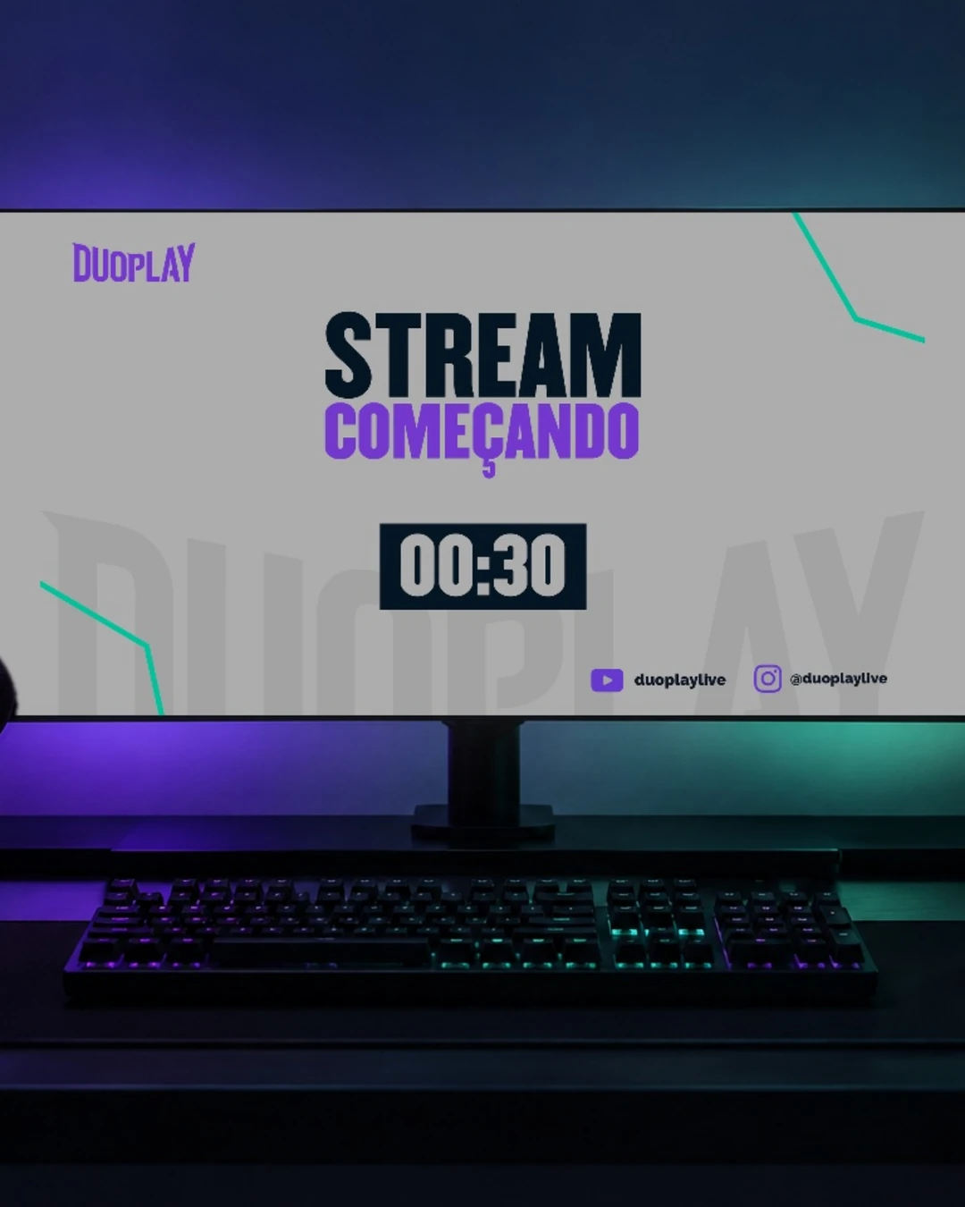Monitor de um setup de live com a tela Stream começando