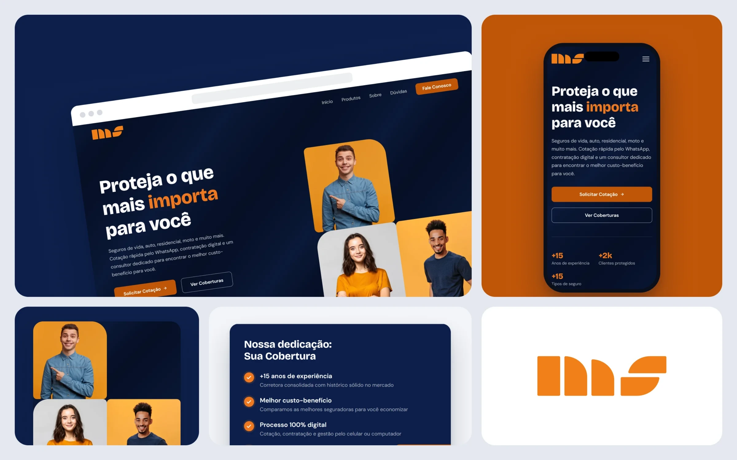 Telas do site da MS Corretora no computador e no celular