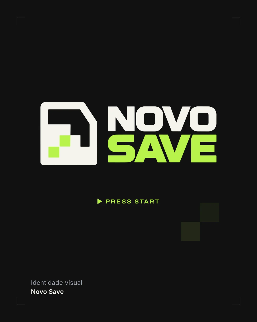 Tela de início do Novo Save: o logo sobre preto e o aviso PRESS START