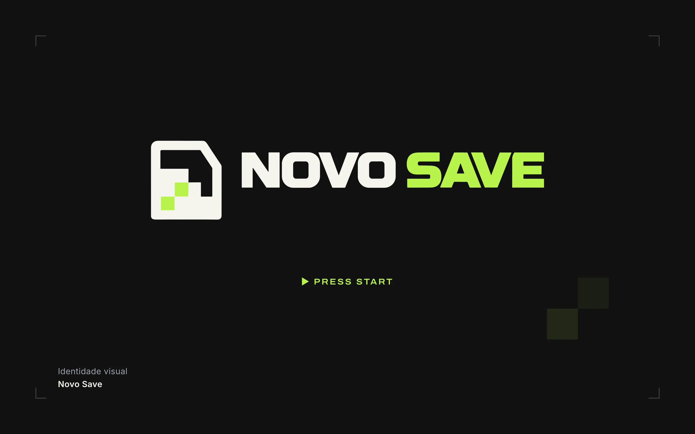 Tela de início do Novo Save: o logo sobre preto e o aviso PRESS START