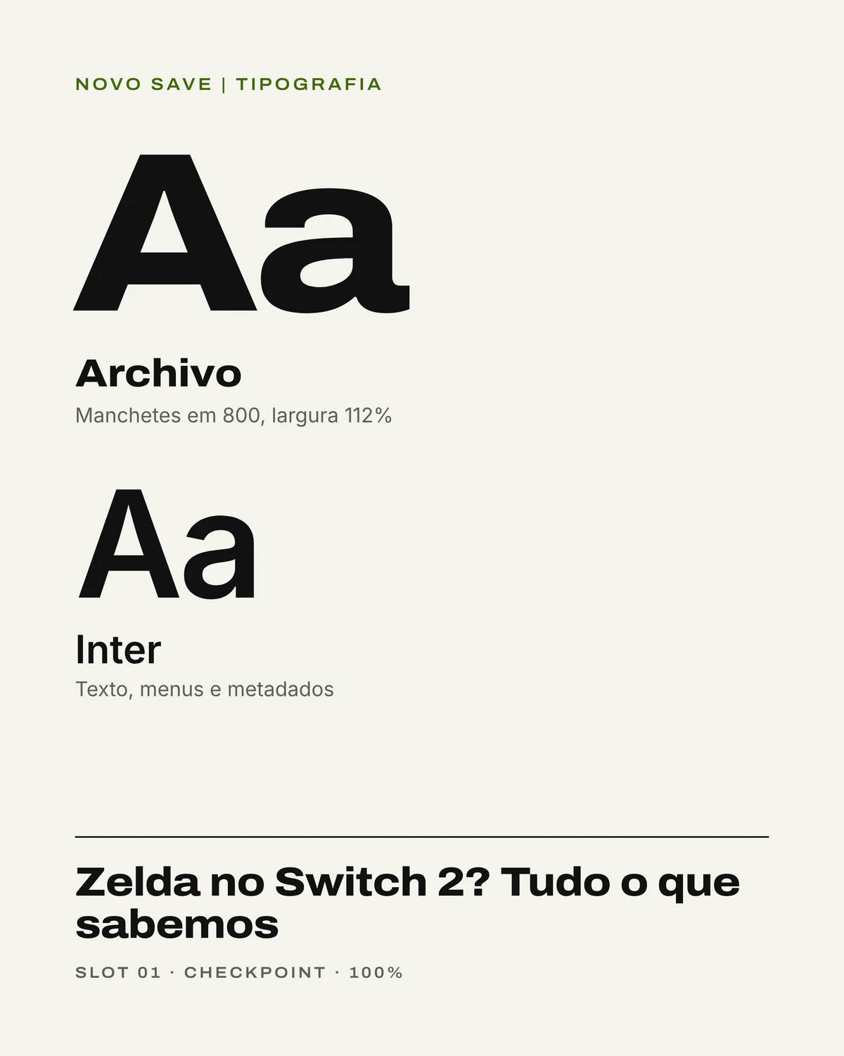 As fontes Archivo e Inter, com uma manchete e um rótulo de HUD