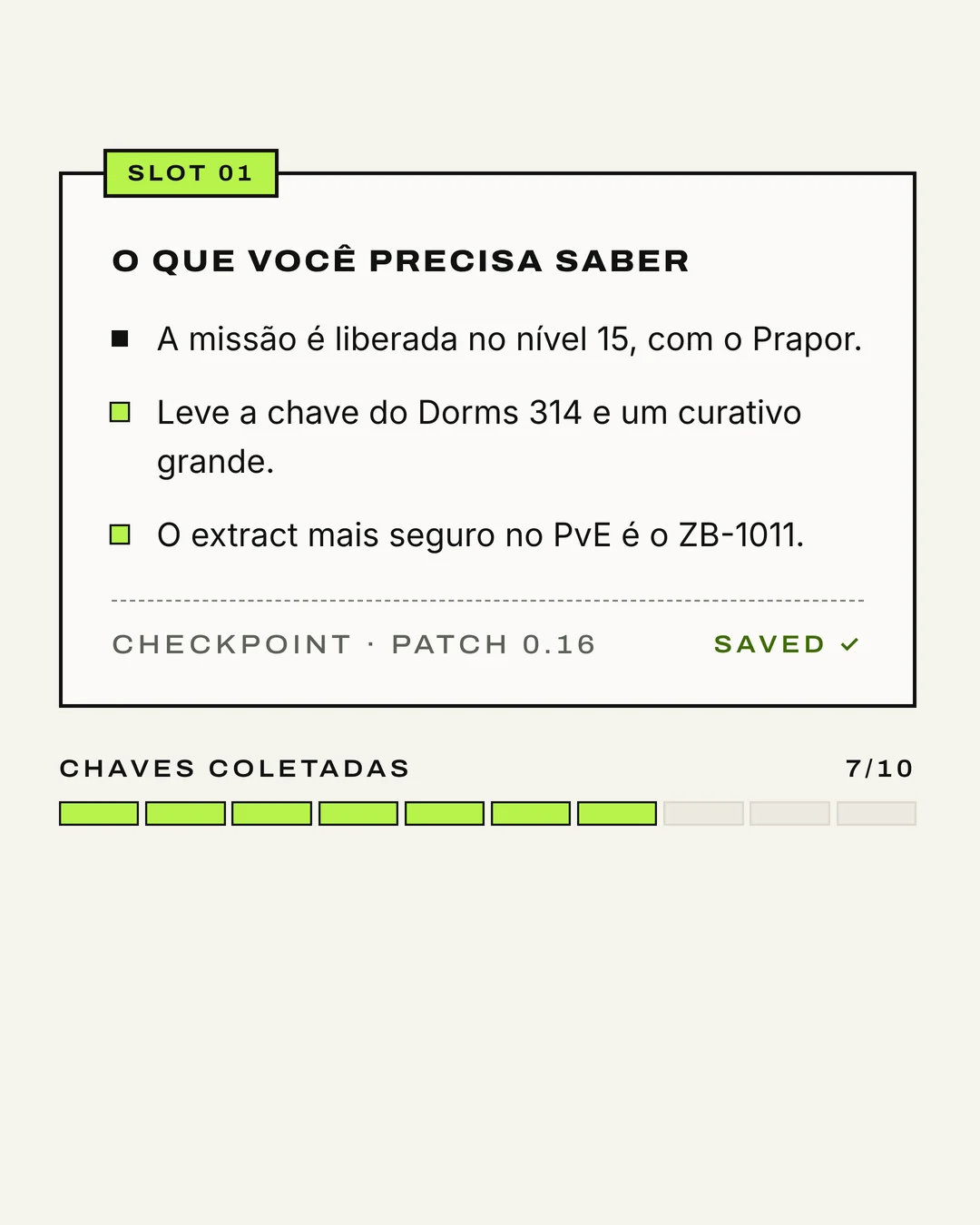 Componentes do design system: botões, selos, o resumo Save Box e a barra de progresso