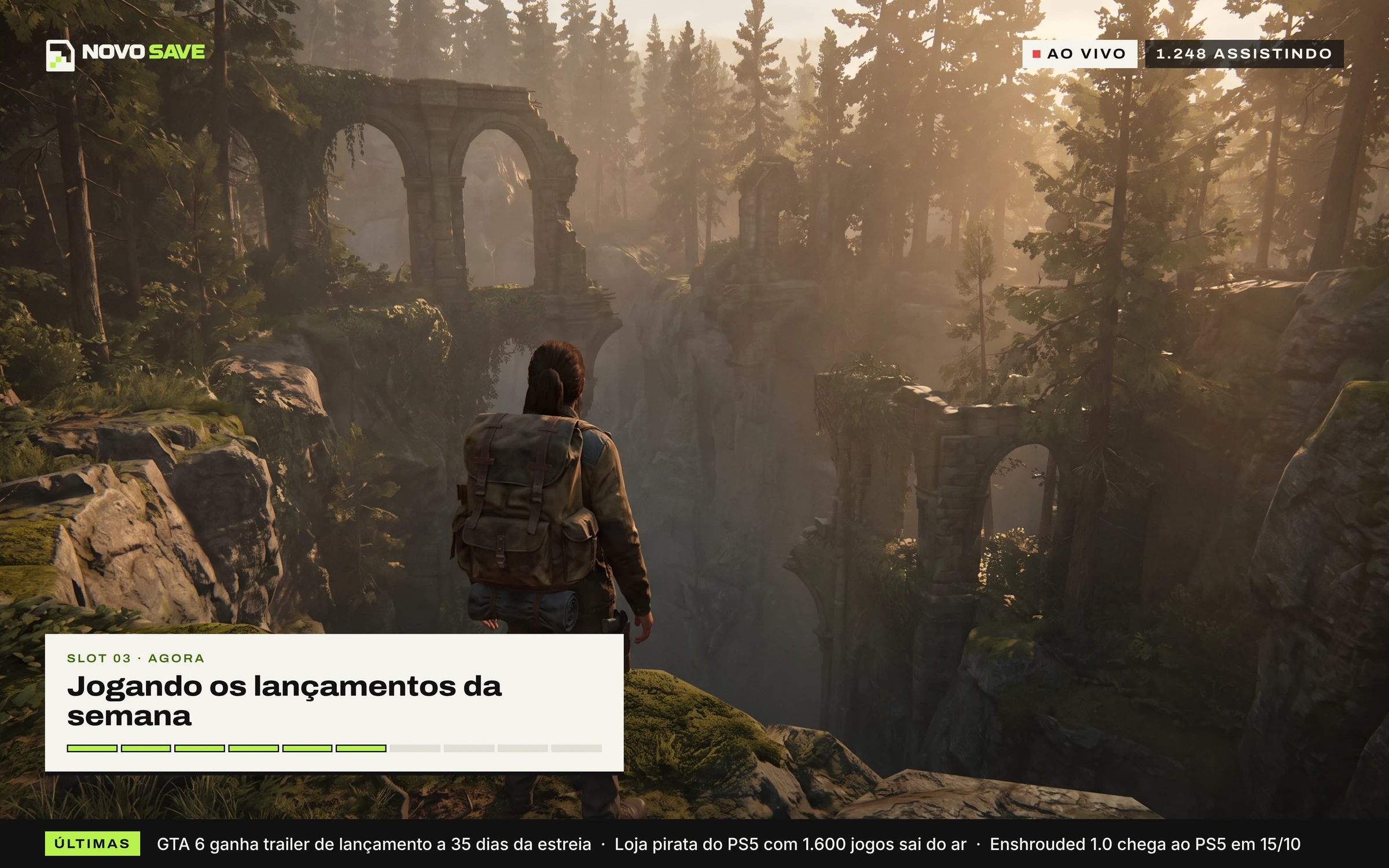 Overlay de transmissão ao vivo do Novo Save sobre um jogo