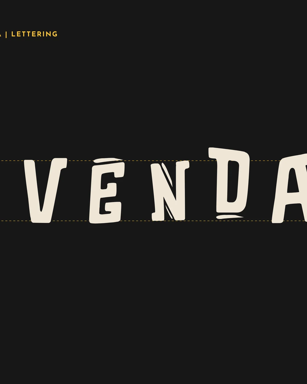 Detalhe das letras recortadas à mão do logo