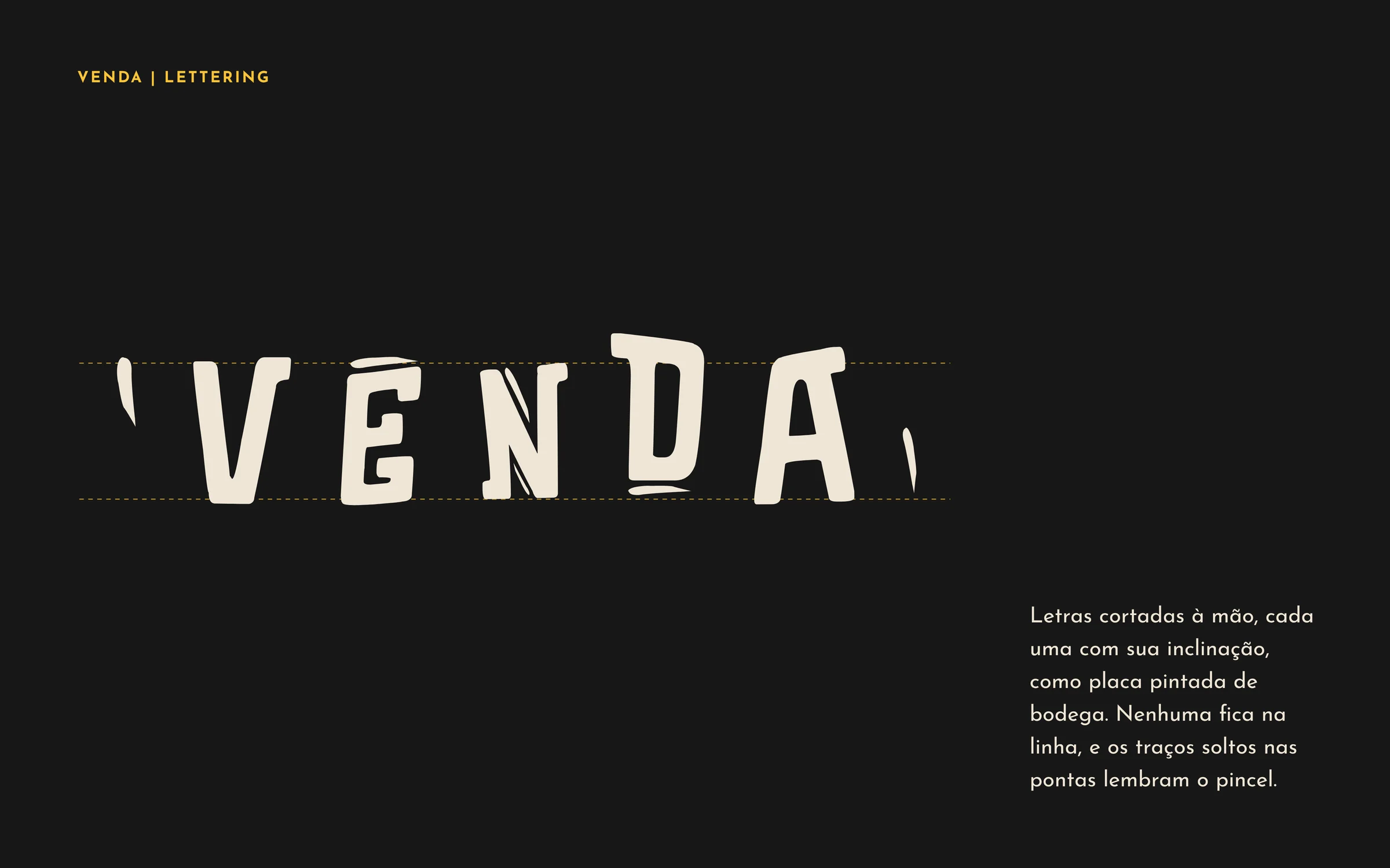Detalhe das letras recortadas à mão do logo