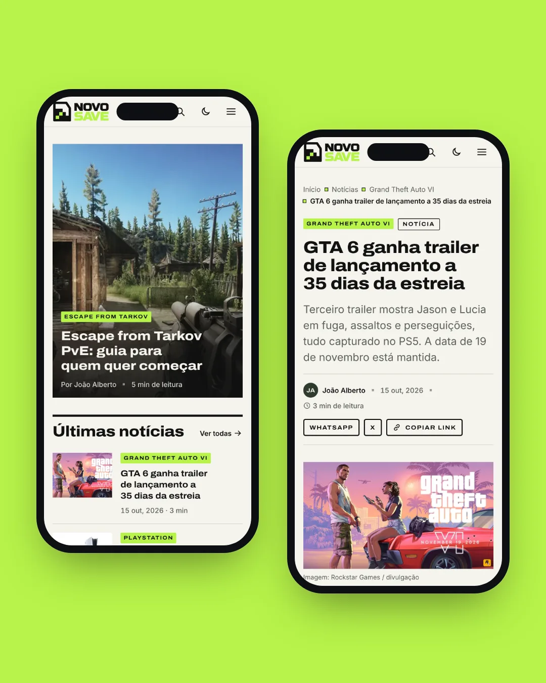 Quatro telas do Novo Save no celular
